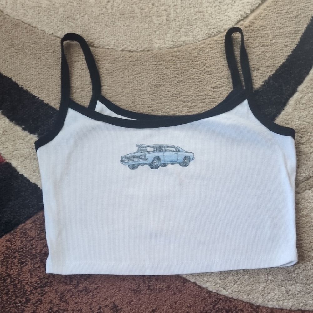 Aeropostale White and Black Crop Top